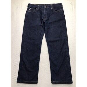 ALL AMERICAN CLOTHING 1776 Jeans Men 34x28 Straight Leg Stretch Dark Raw Wash